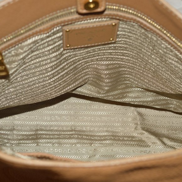 Prada Vitello Daino BN2097 Logo Signature Tan Leather shoulder Bag Gold Brass - Picture 9 of 15